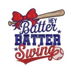 Hey Batter Swing Embroidery Design