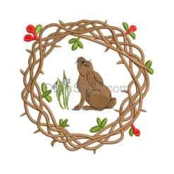Woodland Bunny Wreath Embroidery