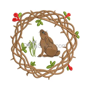 Woodland Bunny Wreath Embroidery