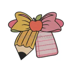 Pencil and Apple Classroom Embroidery