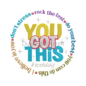 Test Day Motivation Embroidery
