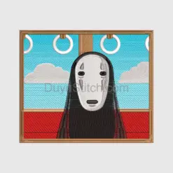 Kaonashi Embroidery Design, No Face Spirited Away Pattern for Clothing and Accessories