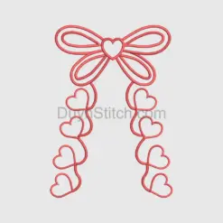 Heart Ribbon Bow Embroidery