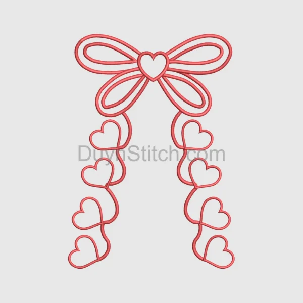 Heart Ribbon Bow Embroidery