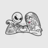 Jack and Sally Heart Embroidery