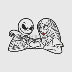 Jack and Sally Heart Embroidery