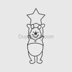 Winnie the Pooh Line Art with Star