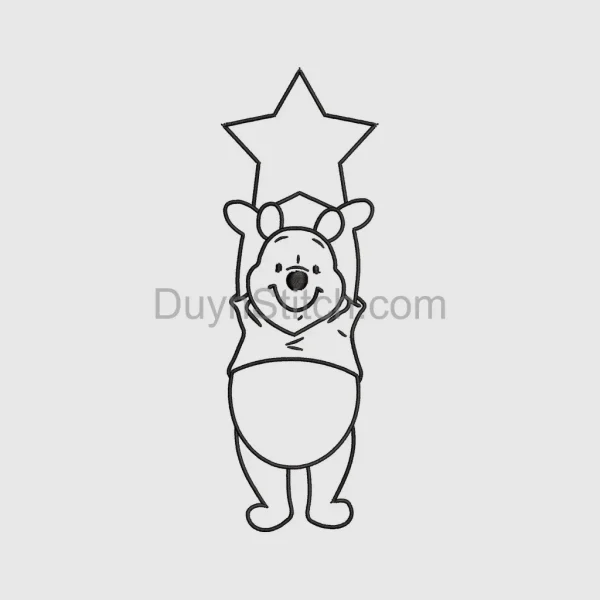 Winnie the Pooh Line Art with Star