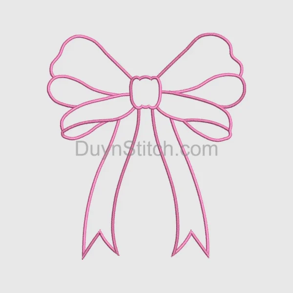 Pink Embroidered Bow Embroidery