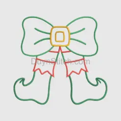 Elf Boots with Festive Bow Embroidery