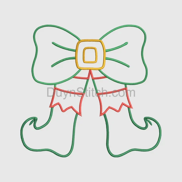 Elf Boots with Festive Bow Embroidery