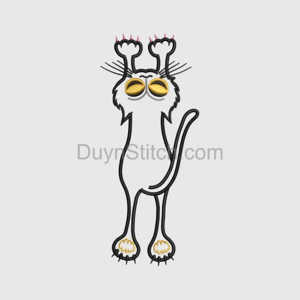 Playful Black Cat  Embroidery