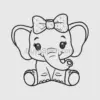 Cartoon Elephant with Bow