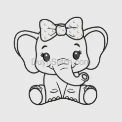 Cartoon Elephant with Bow