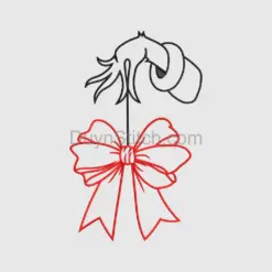 Black Horse with Red Bow Embroidery