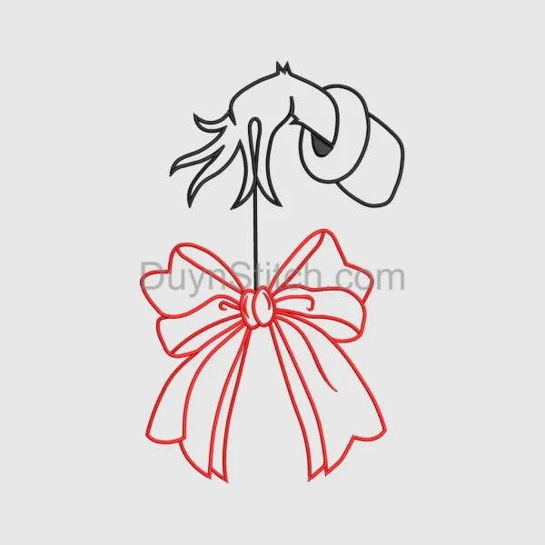 Grinch Hand with Bow Embroidery