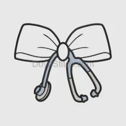 Elegant Stethoscope Bow Embroidery