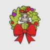 Festive Cartoon Character with Christmas Wreath