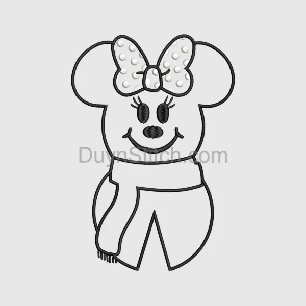 Embroidered Character with Polka Dot Bow