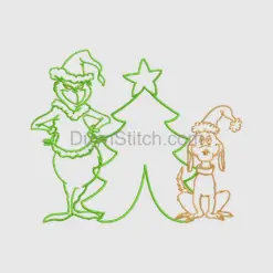 Grinch and Max Christmas Neon Embroidery