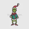 Grinch Holding Gift in Santa Outfit