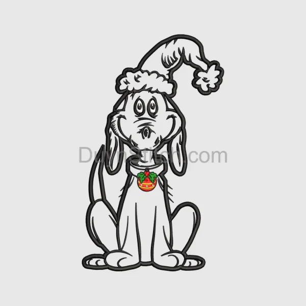 Holiday Dog Cartoon with Santa Hat
