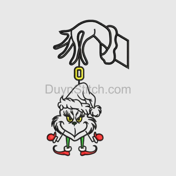 Embroidered Grinch Holiday Ornament Embroidery
