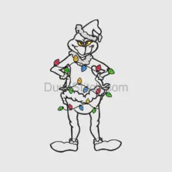 Grinch Christmas Lights Embroidery