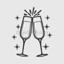 Champagne Toast Celebration Embroidery
