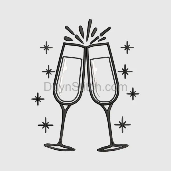 Champagne Toast Celebration Embroidery
