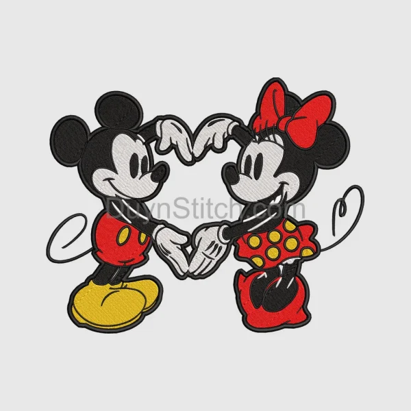 Mickey and Minnie Heart Embroidery