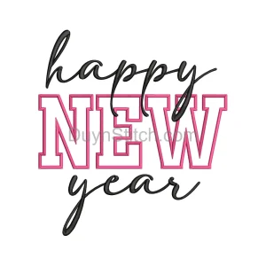 Happy New Year Embroidery Design