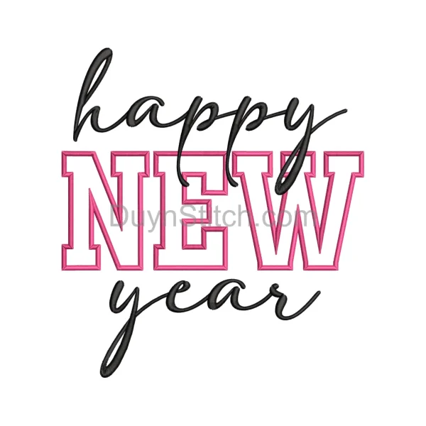 Happy New Year Embroidery Design