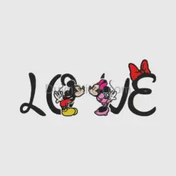 Mickey and Minnie Love Embroidered Art