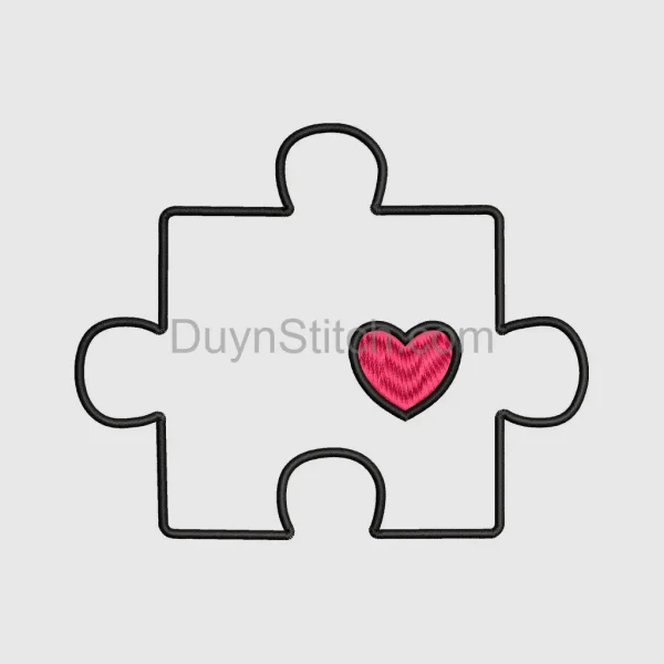 Heart Puzzle Piece Embroidery