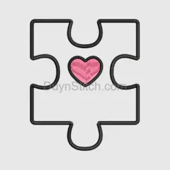 Heart Puzzle Piece Embroidery