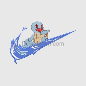 Squirtle Riding Wave Embroidery