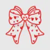 Heart-Themed Red Bow Embroidery