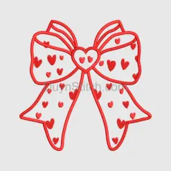 Heart-Themed Red Bow Embroidery