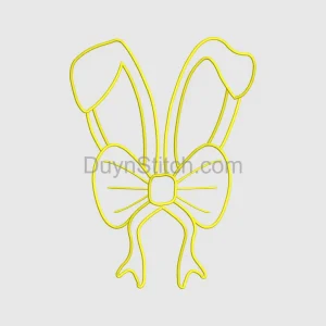 Neon Bunny Ears and Bow Embroidery