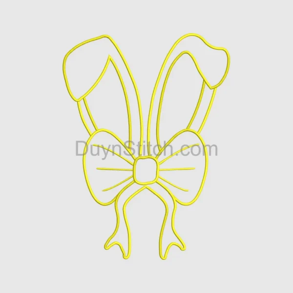 Neon Bunny Ears and Bow Embroidery