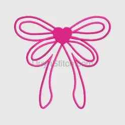 Pink Heart Bow Embroidery