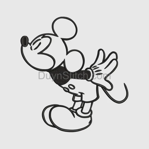 Retro Mickey Mouse Outline Art