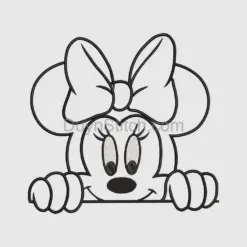 Minnie Mouse Peeking Outline Embroidery