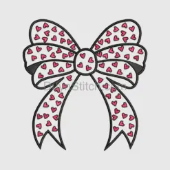 Black Bow with Pink Hearts