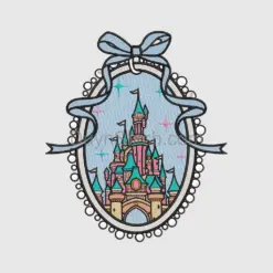 Whimsical Pink Castle Embroidery
