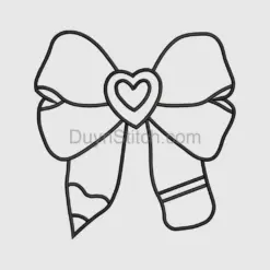 Heart Bow Outline Embroidery