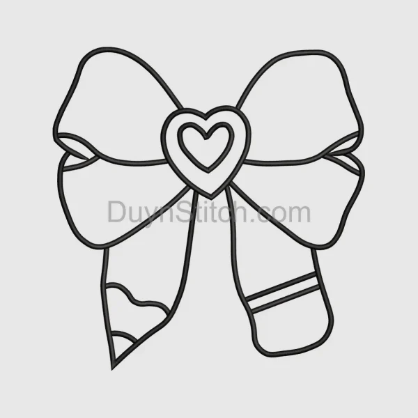 Heart Bow Outline Embroidery
