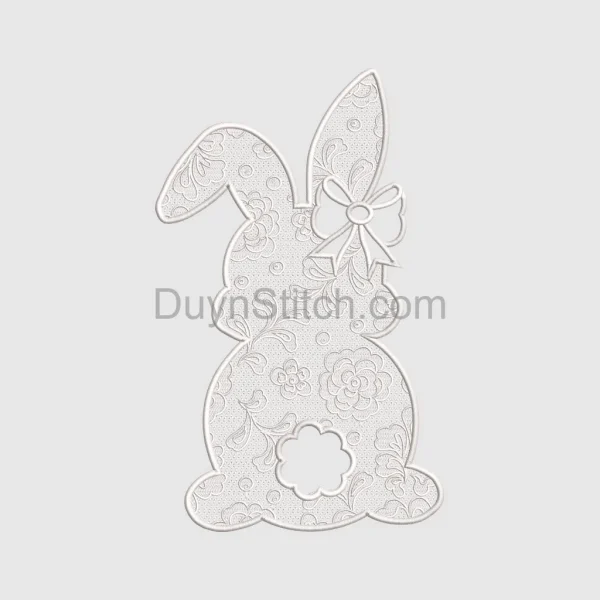 Floral Lace Rabbit Embroidery