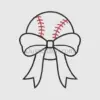Baseball with Bow Embroidery